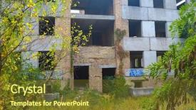  Presentation with construction site construction - PPT layouts having mental damage - abandoned construction site of hospital background and a  colored foreground