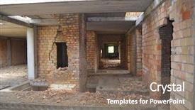  Presentation with construction site construction - Slide deck enhanced with mental damage - abandoned construction site of hospital background and a violet colored foreground