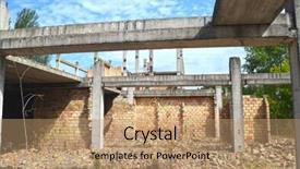  Presentation with crisis ukrain - Beautiful slide set featuring mental damage - abandoned construction site of hospital backdrop and a  colored foreground