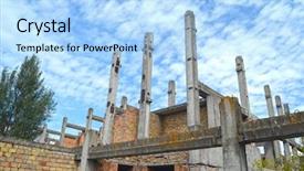  Presentation with crisis ukrain - PPT theme with mental damage - abandoned construction site of hospital background and a  colored foreground