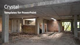  Presentation with construction site construction - Slide set enhanced with mental damage - abandoned construction site of hospital background and a dark gray colored foreground