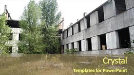  Presentation with construction site construction - Theme featuring mental damage - abandoned construction site of hospital background and a violet colored foreground