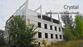  Presentation with crisis ukrain - PPT layouts consisting of mental damage - abandoned construction site of hospital background and a  colored foreground