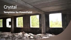  Presentation with construction site construction - PPT layouts featuring mental damage - abandoned construction site of hospital background and a dark gray colored foreground