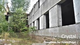  Presentation with construction site construction - Slide deck consisting of mental damage - abandoned construction site of hospital background and a  colored foreground