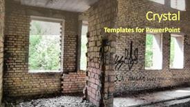  Presentation with mental hospital - Presentation theme with mental damage - lost city abandoned psychiatric hospital background and a tawny brown colored foreground