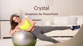  Presentation with exercises - Cool new PPT theme with mental fitness - beautiful young girl doing exercises backdrop and a lemonade colored foreground