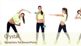  Presentation with exercises - Slide deck having mental fitness - beautiful young woman doing exercises background and a cream colored foreground