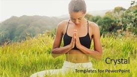  Presentation with mental - Colorful slide deck enhanced with mental fitness - yoga woman outside in nature backdrop and a yellow colored foreground