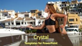  Presentation with sporty - Presentation theme with mental gymnastic - beautiful sporty fit yogini woman background and a tawny brown colored foreground