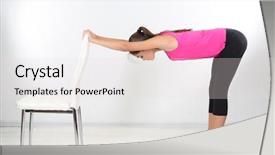  Presentation with exercises - Presentation design featuring mental gymnastic - beautiful young girl doing exercises background and a  colored foreground