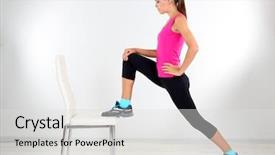  Presentation with exercises - Slide deck enhanced with mental gymnastic - beautiful young girl doing exercises background and a  colored foreground