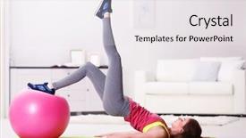  Presentation with exercises - Slide deck enhanced with mental gymnastic - beautiful young girl doing exercises background and a  colored foreground