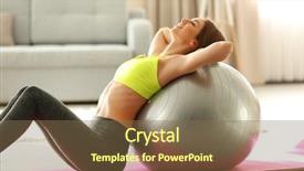  Presentation with exercises - Cool new theme with mental gymnastic - beautiful young girl doing exercises backdrop and a violet colored foreground