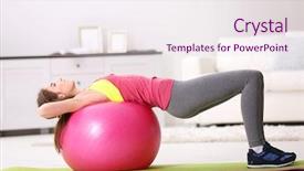  Presentation with exercises - Slide deck enhanced with mental gymnastic - beautiful young girl doing exercises background and a  colored foreground