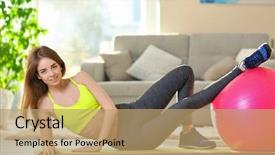  Presentation with exercises - Slide set featuring mental gymnastic - beautiful young girl doing exercises background and a  colored foreground