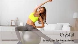  Presentation with exercises - PPT theme with mental gymnastic - beautiful young girl doing exercises background and a  colored foreground