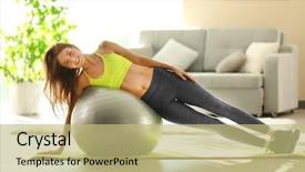  Presentation with exercises - PPT theme having mental gymnastic - beautiful young girl doing exercises background and a mint green colored foreground