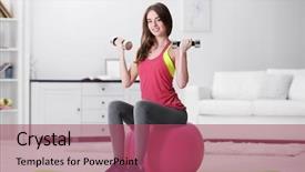  Presentation with exercises - Slide deck with mental gymnastic - beautiful young girl doing exercises background and a  colored foreground