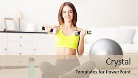  Presentation with exercises - Theme with mental gymnastic - beautiful young girl doing exercises background and a  colored foreground