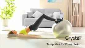  Presentation with exercise kids kid doing fitness - Presentation design with mental gymnastic - beautiful young girl doing exercises background and a soft green colored foreground