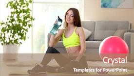  Presentation with e ball technology - Colorful slide deck enhanced with mental gymnastic - beautiful young girl with fit backdrop and a coral colored foreground