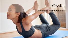  Presentation with worried young female college student - Cool new slide deck with mental gymnastic - young fitness female practicing yoga backdrop and a  colored foreground