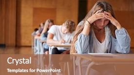  Presentation with mental health - Slide set consisting of mental health - anxious teenage student sitting examination background and a coral colored foreground