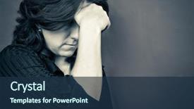  Presentation with depressed - PPT layouts enhanced with mental health - blue toned portrait background and a navy blue colored foreground