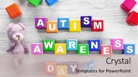 Presentation with autism - Cool new slides with mental health - colorful wooden cubes with toy backdrop and a soft green colored foreground