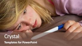  Presentation with teenage girl - Beautiful presentation theme featuring mental health - depressed teenage girl sitting backdrop and a tawny brown colored foreground