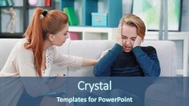  Presentation with iv therapy - Audience pleasing PPT theme consisting of mental health - depressed teenager having therapy session backdrop and a ocean colored foreground