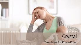  Presentation with mental health - Audience pleasing presentation design consisting of mental health - depressed young woman with cute backdrop and a coral colored foreground