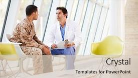  Presentation with stress - Slide deck having mental health - doctor counselling soldier suffering background and a lemonade colored foreground