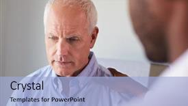  Presentation with unhappy - Cool new slides with mental health - doctor talking to unhappy male backdrop and a light blue colored foreground