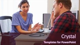  Presentation with doctor patient relations - Presentation design with mental health - female doctor treating patient suffering background and a wine colored foreground