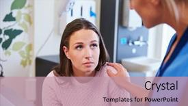 Presentation with female hospital patient - Colorful presentation theme enhanced with mental health - female patient being reassured backdrop and a coral colored foreground
