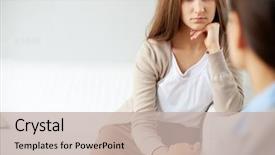  Presentation with psychiatrist - Amazing slide set having mental health - image of sad patient looking backdrop and a soft green colored foreground