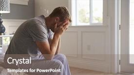  Presentation with bed - PPT layouts having mental health - man wearing pajamas sitting background and a gray colored foreground