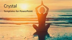  Presentation with meditation - PPT theme having mental health - meditation girl on the sea background and a yellow colored foreground