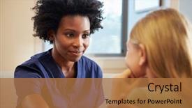  Presentation with teenage girl - Colorful PPT layouts enhanced with mental health - nurse treating teenage girl suffering backdrop and a red colored foreground