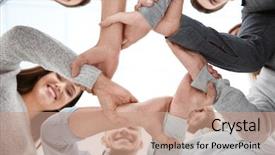  Presentation with mental health group therapy - Audience pleasing slides consisting of mental health - people holding hands together view backdrop and a coral colored foreground