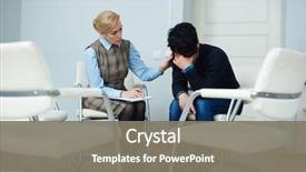  Presentation with group support - Beautiful presentation design featuring mental health - portrait of young man crying backdrop and a gray colored foreground