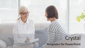  Presentation with mental health - Cool new theme with mental health - smiling therapist with woman backdrop and a light gray colored foreground