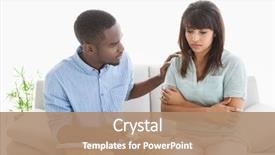  Presentation with listening - Colorful PPT theme enhanced with mental health - therapist advising his listening patient backdrop and a coral colored foreground