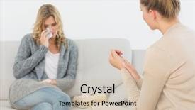  Presentation with crying - Slide deck with mental health - therapist listening to crying patient background and a soft green colored foreground