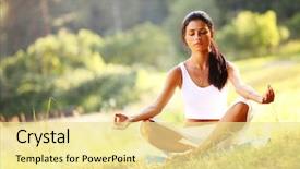  Presentation with yoga - Slides consisting of mental health - yoga woman on green grass background and a blonde colored foreground