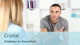  Presentation with mental health - Audience pleasing presentation design consisting of mental health - young man on reception backdrop and a sky blue colored foreground