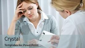  Presentation with mental health - Colorful slide deck enhanced with mental health - young woman in a conversation backdrop and a light blue colored foreground