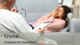  Presentation with mental health - Cool new slide deck with mental health - young woman lying on sofa backdrop and a light gray colored foreground